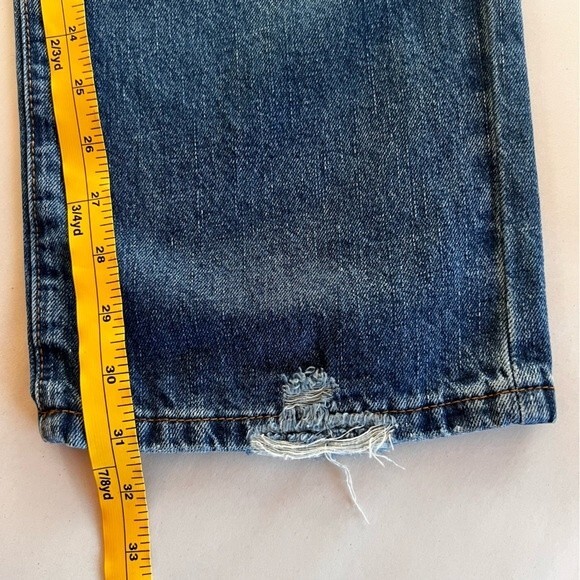 Flamingo Jeans Womens L‎ Mid Rise Straight Leg Rigid Denim Destroyed NWOT - Picture 11 of 12